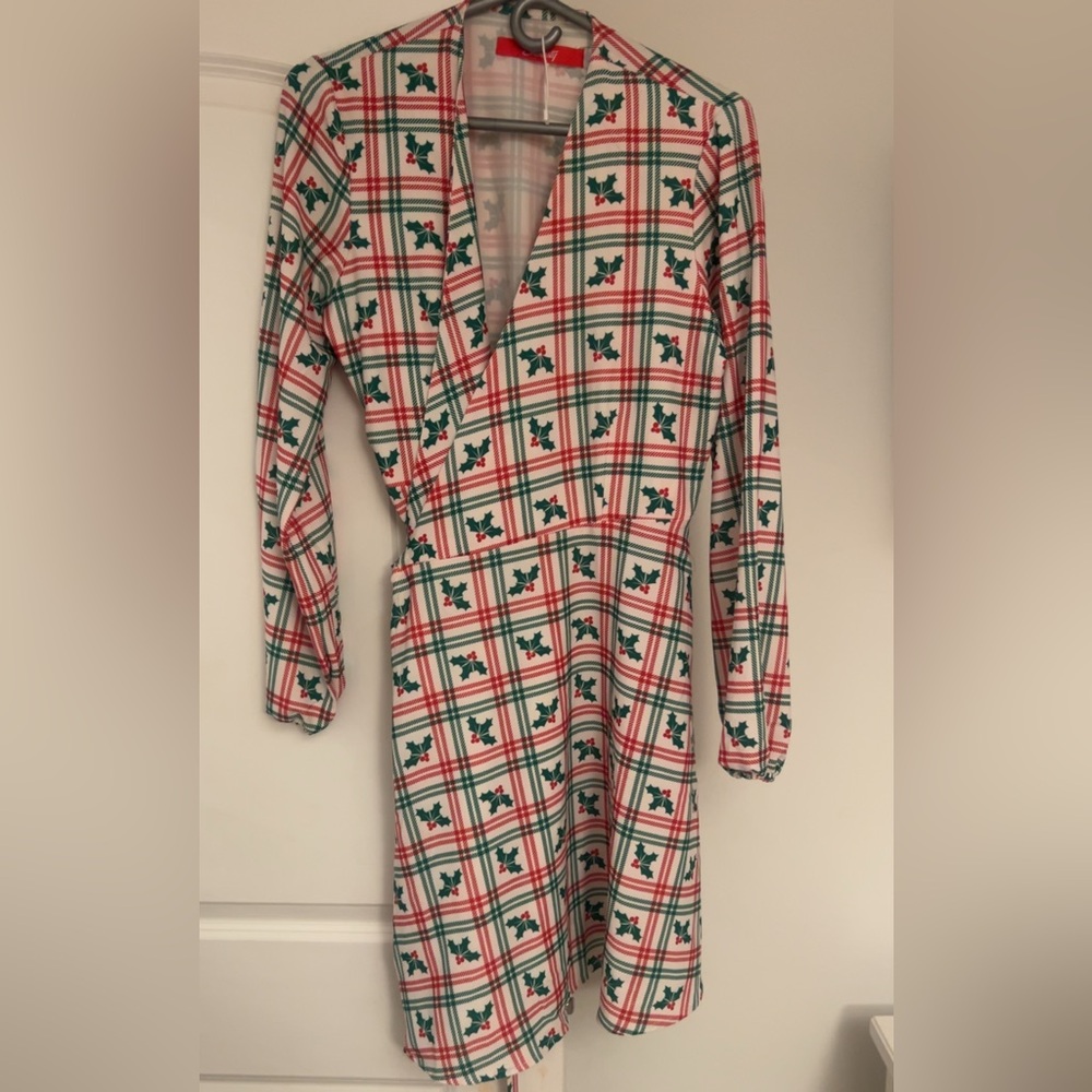 Plaid Dress with Festive Print